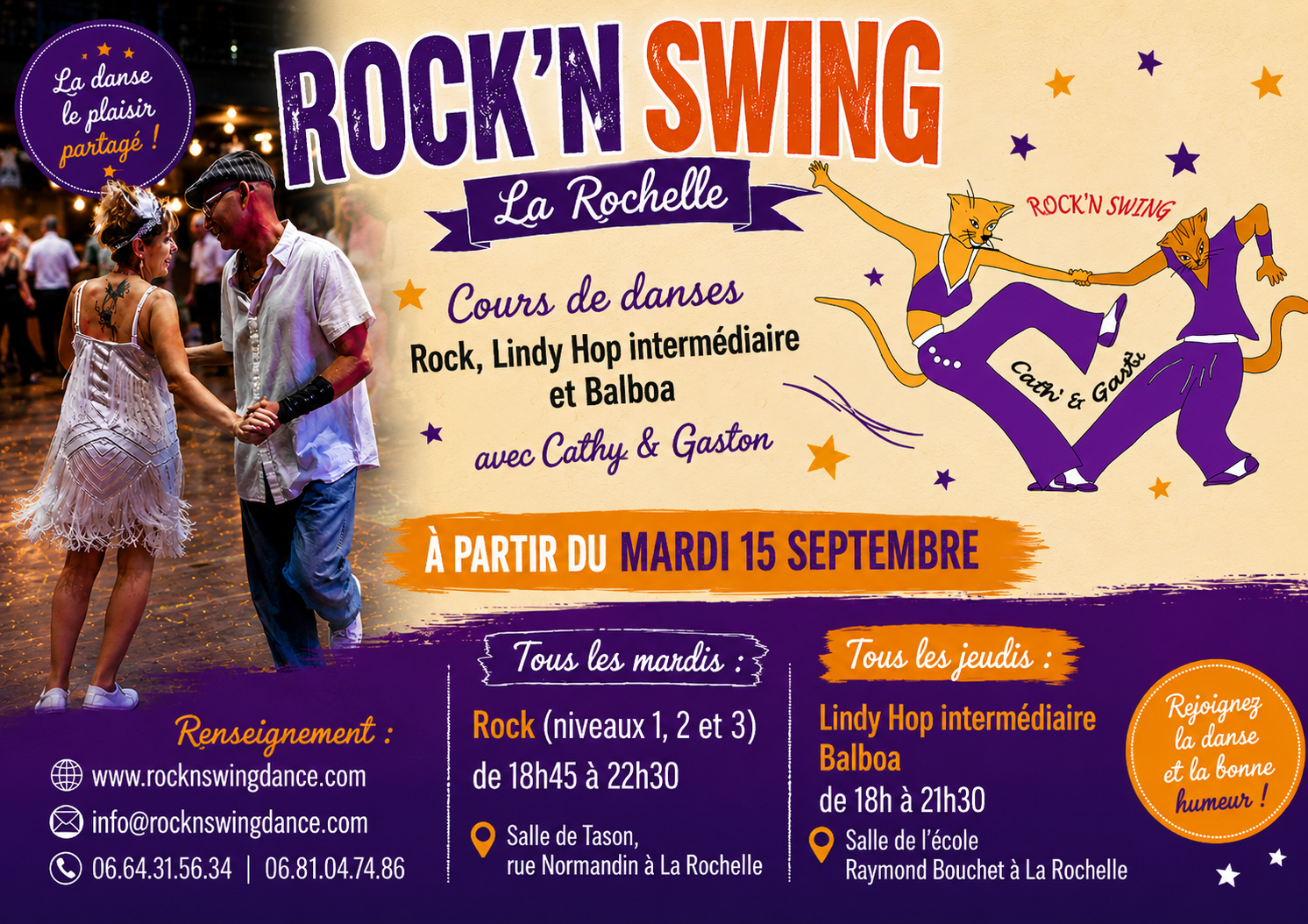 Couple dansant le Rock'n'Roll avec énergie